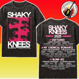 Shaky Knees Fest Music Festival 2025 Merchandise Lineup Tee On September 19-21 In Atlanta GA At Piedmont Park Black Washed T-Shirt