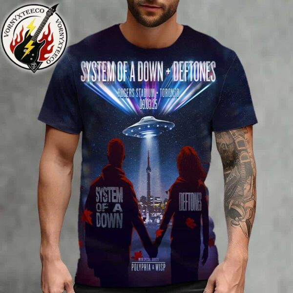 System Of A Down With Deftones Toronto ON Poster Show At Rogers Stadium On September 3 2025 With Special Guests Polyphia And Wisp All Over Print Shirt