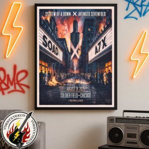 System Of A Down x Avenged Sevenfold Chicago Illinois Poster Show At Soldier Field On August 31 2025 With Special Guests Polyphia And Wisp Poster Canvas