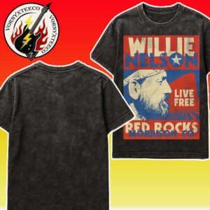 Wille Nelson Live At The Red Rocks Hall Of Fame In Morrison CO On June 1st 1976 Vintage Washed T-Shirt