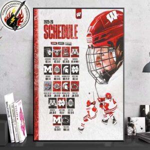 Wisconsin Badgers Men’s Hockey Official The Big Ten Schedule Season 2025-26 Home Decor Poster Canvas