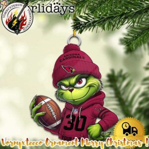 Arizona Cardinals NFL x Grinch  Funny Christmas Tree Decorations Ornament
